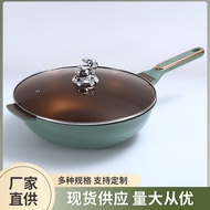 ST/🎀New Aluminum Die Casting Non-Stick Cooker Multi-Functional Uncoated Wok Smoke-Free Healthy Non-Stick Pan Household K