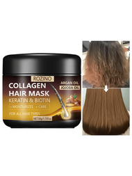 角蛋白生物素發膜 50g:深層滋養、撫平、修復乾燥分叉的頭髮,用膠原蛋白滋潤頭髮,適合所有髮型和髮質