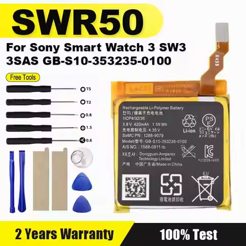 Brand-New SWR50 Battery For SONY Smart Watch 3 SW3 SWR50 3SAS 420mAh GB-S10-353235-0100