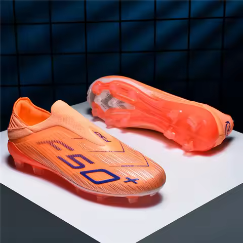 Without-lace F50+ Mens Soccer Shoes Boys Training Non-Slip Turf Soccer Cleats TF/FG Football Sneaker
