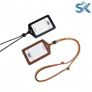 Lanyard Id Card Prusik Strap Synthetic Leather 1 Card Slot Black Brown Army