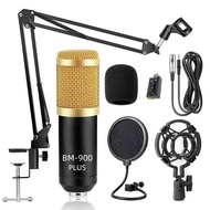 BM900 พร้อมอุปกรณ์ห้องอัดครบเซ็ต ไมค์อัดเสียง ขาตั้งไมค์  Mic Pop Filter  Phantom 48V  USB Sound V8 