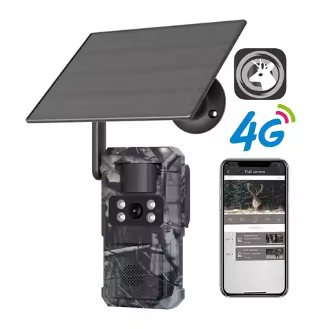 4G LTE Solar Powered Trail Camera Photo Traps with Cloud Storage 7800mAh Battery Ucon App Control fo