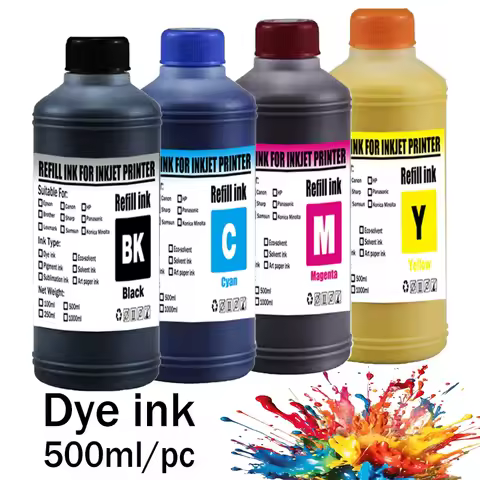 Dye ink Refill kit 500ML For Epson HP 301 302 304 305Xl Canon 40 41 445 446 Brother Lexmark Samsung 