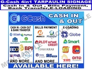 Gcash 4in1 Tarpaulin Signage Cash In & Out, Bills Payment, Bank Transfer and E-LOADING, 18x24 inches