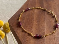 幸運幣 || 圓餅石榴石 | 14KGF注金 精緻 氣質 手鍊