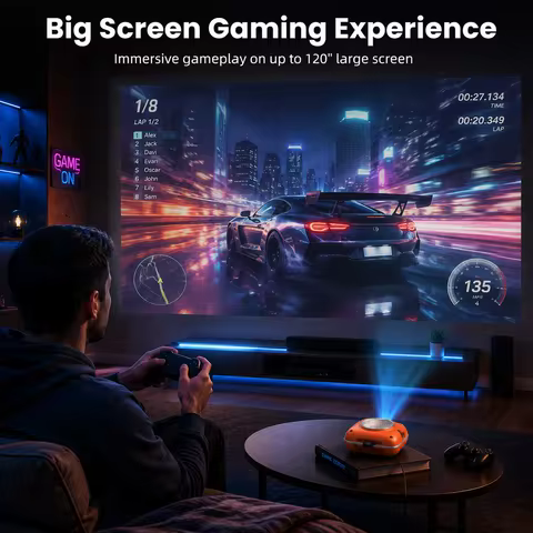 Portable mini Projector Featuring Native 720P HD Resolution (Supports 1080P), a 120-Inch Large Scree