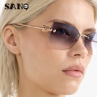 【Ready Stock】COD (San9)2025 New Frameless Trimmed Metal Feet Sunglasses UV Protection Women