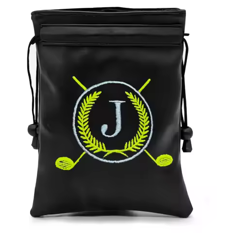 Funny Golf Valuables Pouch, PU Leather Golf Tee Pouch with Drawstring Closure Golf Ball Handbag Port