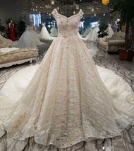 Gaun Pengantin 1711108 Putih Sabrina Ekor Wedding Gown Wedding Dress