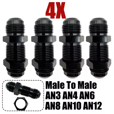 4X 0 Degrees AN3 AN4 AN6 AN8 AN10 AN12 Bulkhead Flare Fitting Union Adapter Fuel Hose Straight Fitti