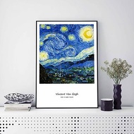 梵谷‧星夜-直式-掛畫-名畫系列 -藍色