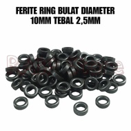 10X FERITE RING BULAT HITAM / TOROID FERITE DIAMETER 10MM TEBAL 25MM - DAPAT 10PCS FERITE RING BULAT