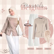 Efficient Chic Oneset (Blazer, Pants, Hijab, FREE BELT) Set Trendy 3 in 1Wanita GNK016