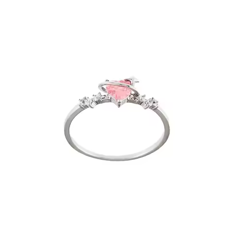 New Arrived Romantic Lovely Pink Design Female Exquisite Jewelry Ring with Micro Bow Tie Zircon for 