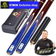 O'MIN Blue Devill Handmade Snooker Cue 3/4 structure/One Piece  9.8mm Tips Billiard Poll cue with Box and accessories