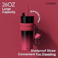 Civago（26oz）Ceramic Liner Stainless Steel Coffee Cup With Vacuum Flap Cover Hot And Cold Tumbler