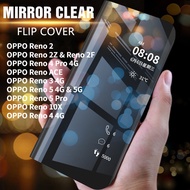 Mirror Flip Case For OPPO Reno 5 Reno 5 Pro Reno 2Z Reno 2F Reno 2 Reno 3 Reno 4 Pro Reno ACE Reno 10X , Mirror Surface Case Clear View Mirror Flip Leather Stand Phone Case Cover