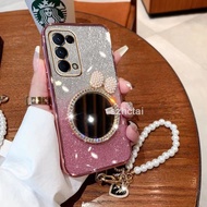 Luxury Glitter Plating Phone Case OPPO RENO 4 RENO 5 RENO 5K Transparent Cover Case Shell pearl bow 