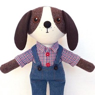 Brown dog boy, handmade plush toy, stuffed textile doll
