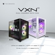 TECWARE VXN V2 - Dual Chamber mATX T.G Case With 3x 120mm ARGB Fans Pre-Installed [BLACK/WHITE]