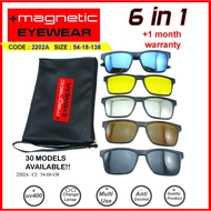 #FREE GIFT# Magnetic Sunglasses Detachable Clip On 6 in 1 Frame 2202A