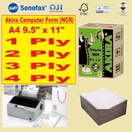 Sonoform AKIRA 1ply 2ply 3ply 4ply Computer Form  A4 9.5" x 11" NCR White Paper for Dot Matrix Print