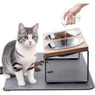 Mangkuk Kucing Tinggi yang Diperbaharui dengan Alas Makanan,15 ° Piring Makanan dan Air Kucing yang 