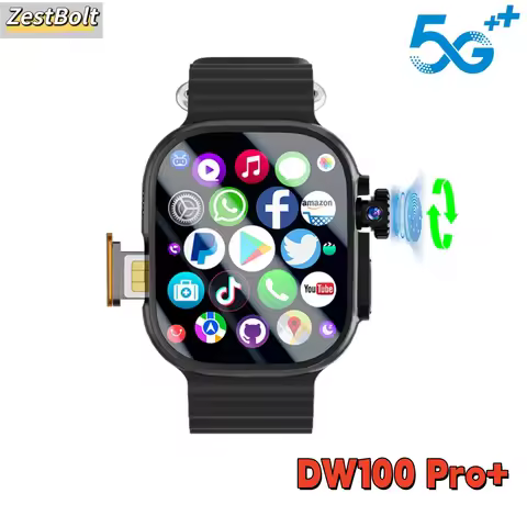 DW100 Pro Updated DW100 Pro + 5G LTE 2.29-inch Amoled Touch ID Smartwatch With 180° Rotary Camera NF