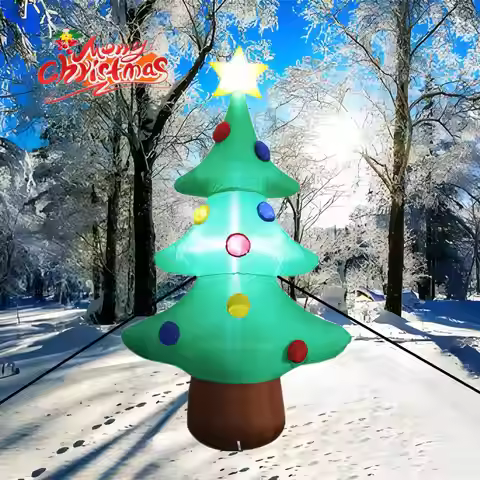 6FT/1.8M Christmas Inflate Giant Xmas tree outdoor Trim built-in LED light holiday indoor garden Yar
