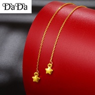 Gold 999 original earrings sand gold star long ear line female niche sense wild small star earrings 