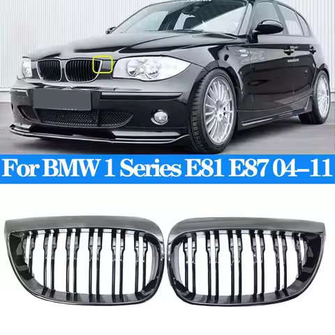 For BMW 1 Series E81 E87 2004-2011 Gloss Black Grills Cover Car Front Bumper Kindly Facelift M Style