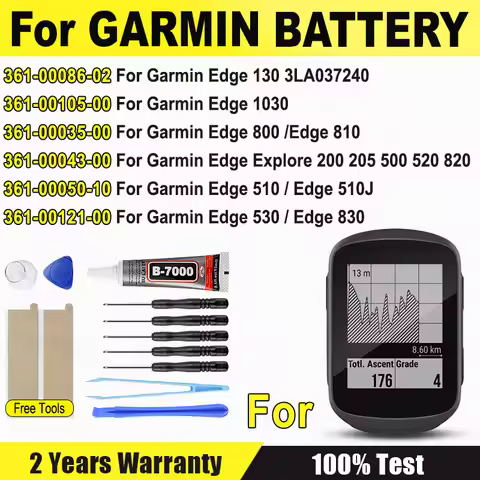 Battery For Garmin Edge 130 3LA037240,1030,Edge 510 510J,800 810,Explore 520 820 520 500 200 Plus 36