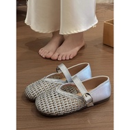 mary jane shoes mary jane heels Woven Hollow Mary Jane Flats - Lightweight Summer Shoe | Korean Styl