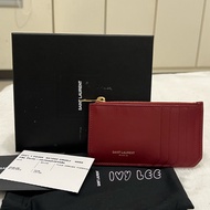 Saint Laurent 631992皮革 名夾 卡包 零錢包 紅色 正品 二手精品