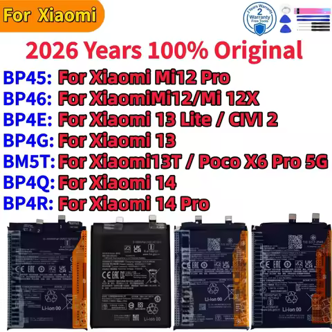 2026 Original Battery For Xiaomi Mi CIVI 2 Poco X6 Pro 12X 12 12S 13 13T 14 Lite Pro Battery BP45 BP