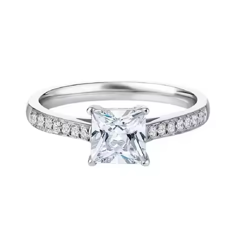 14K Gold Princess Real Diamond Ring for Women Anillos Mujer Bizuteria Gemstone Femme Diamond Jewelry