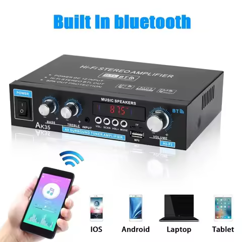 bluetooth 5.0 Power Amplifier Hifi FM USB Auto Music Subwoofer Speakers 800W 12V 220V Digital Stereo