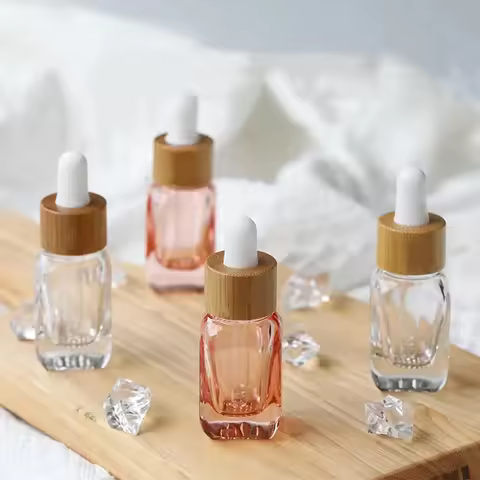 Bottles Glass Essential Oil 5/10pcs 10/30ml Glass Essential Oil Bottles with Bamboo Lid Attar Oil Vo