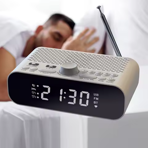 Digital Alarm Clock Radio BT Digital Radio LED Display Clock Radio with Auto-Off Timer for Home