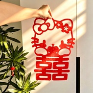 Bedroom Door Door Sticker hallokitty Happy Word Sticker High-value Background Wall Wall Sticker Wedd