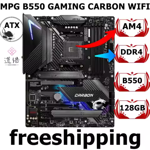 For MPG B550 GAMING CARBON WIFI Motherboard 128GB M.2 Socket AM4 DDR4 ATX B550 Mainboard 100% Tested