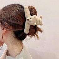 🌻现货🌻🌼鲨鱼夹 可爱小熊🐻毛毛抓夹 后脑勺盘发头饰-11cm🌼