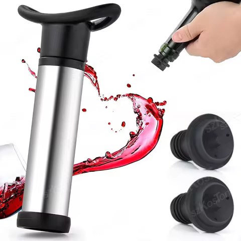 Vacuum Pump Preserver Wine Saver Set Vacuum Wine Stoppers for White / Beer Wine Stainless Steel Keep