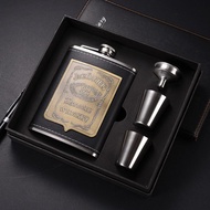 隨身不鏽鋼酒壺禮盒套裝 連2隻酒杯及漏斗 8oz Wine Flask Set T0803