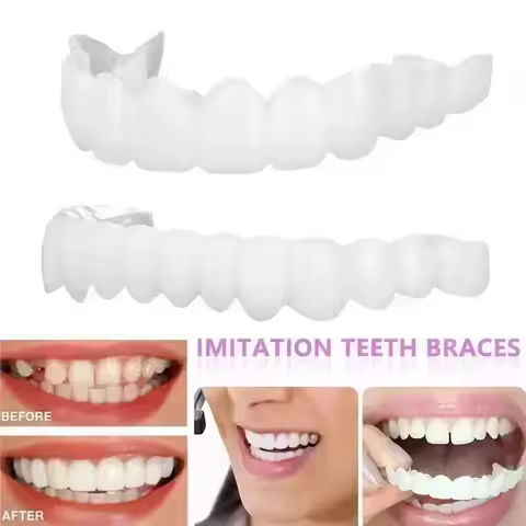Perfect Fit Teeth Whitening Fake Tooth Cover Snap on Silicone Smile Veneers Teeth Flexibles Fake Tee