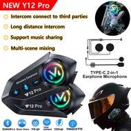 Y12 Pro Motorcycle Helmet Bluetooth Headset Intercom Distance 500M IP56 Dust And IPX6 Waterproof Voi