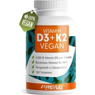 Suitable for Vegetarians Vitamin D3 K2-180 Tablets Containing 5000 International Unit D3 and 200 Mic