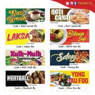 Banner Gerai Makanan Pasar Malam Bazaar Ramadhan Laksa Nasi Lemak Roti Canai Satay Meatball Bihun Su