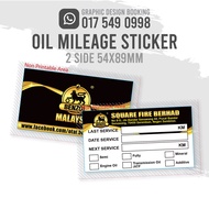 2 SIDE OIL MILEAGE STICKER / Reminder Sticker / Oil Sticker Custom #FREE ARTWORK